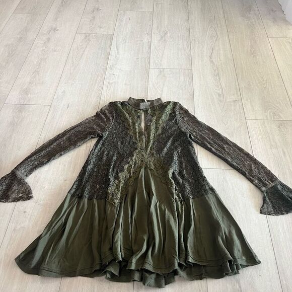 Free People Dusty green  Taupe Tank Dress Tunic size XS. - Picture 1 of 8